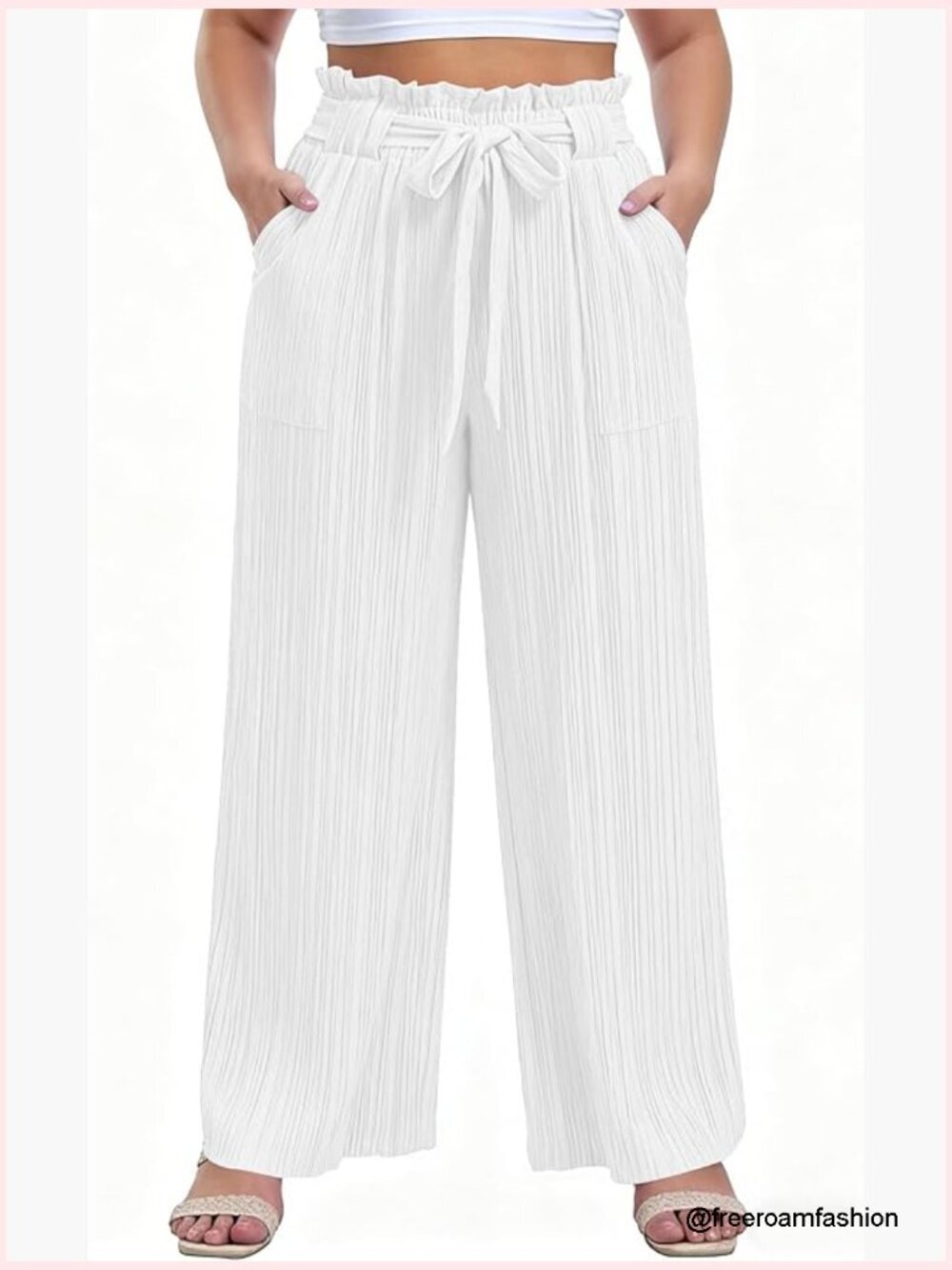 Plus Size High Waist Wide Leg Palazzo Pants with Pockets
